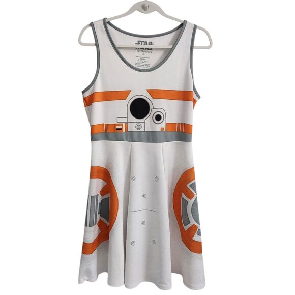 Her Universe Dresses & Skirts - Her Universe Star Wars BB8 Dress Medium White Skater Sleeveless Stretch